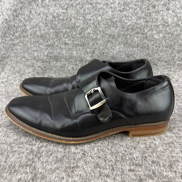 ✅Mens 9.5 43 Xray Amadeo Monk Strap Dress Shoes Black Perforated Casual Comfort